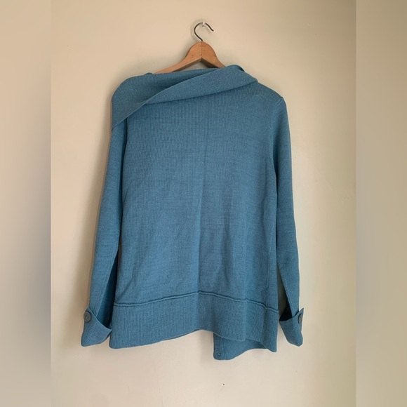 Umbre Bolivian 100% Alpaca blue green cardigan  sweater size large - Picture 5 of 6